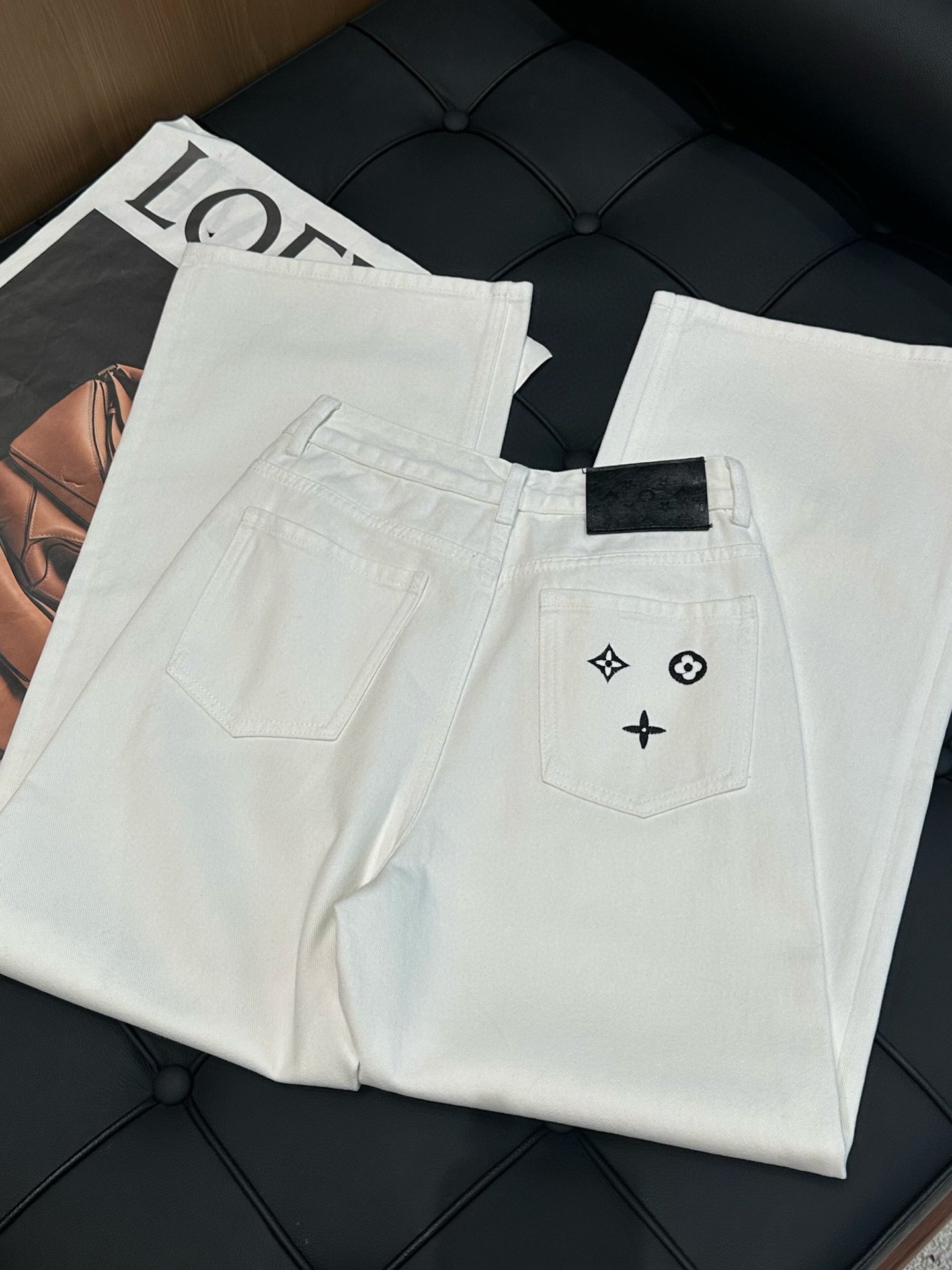 Silk scarf decorated jeans