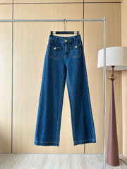 Double Pocket Bright Thread Decorative Jeans
