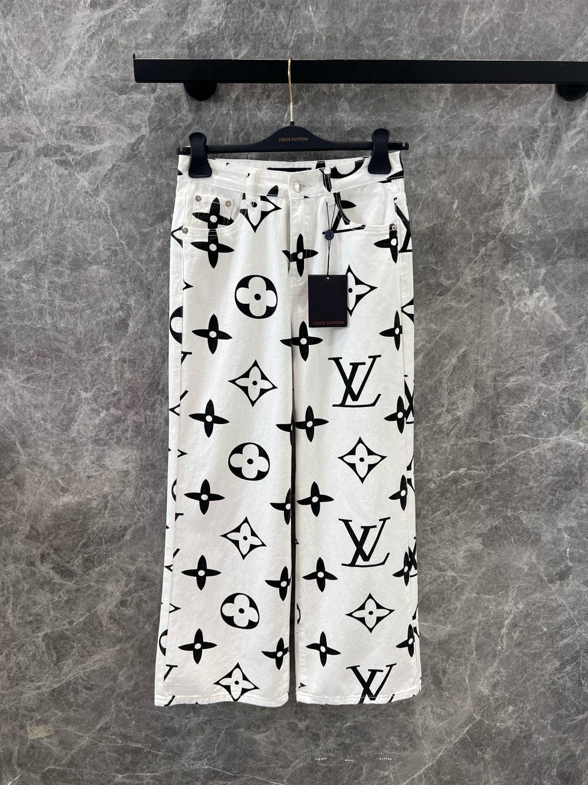 Vintage printed denim pants
