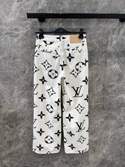 Vintage printed denim pants