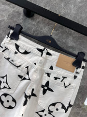 Vintage printed denim pants