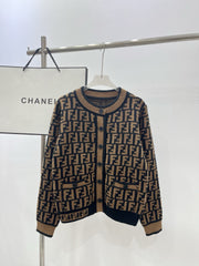 Double letter jacquard contrasting cardigan