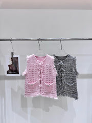 Mother hand woven vest jacket