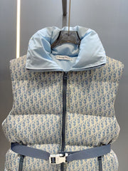 Stand collar classic floral down cotton vest