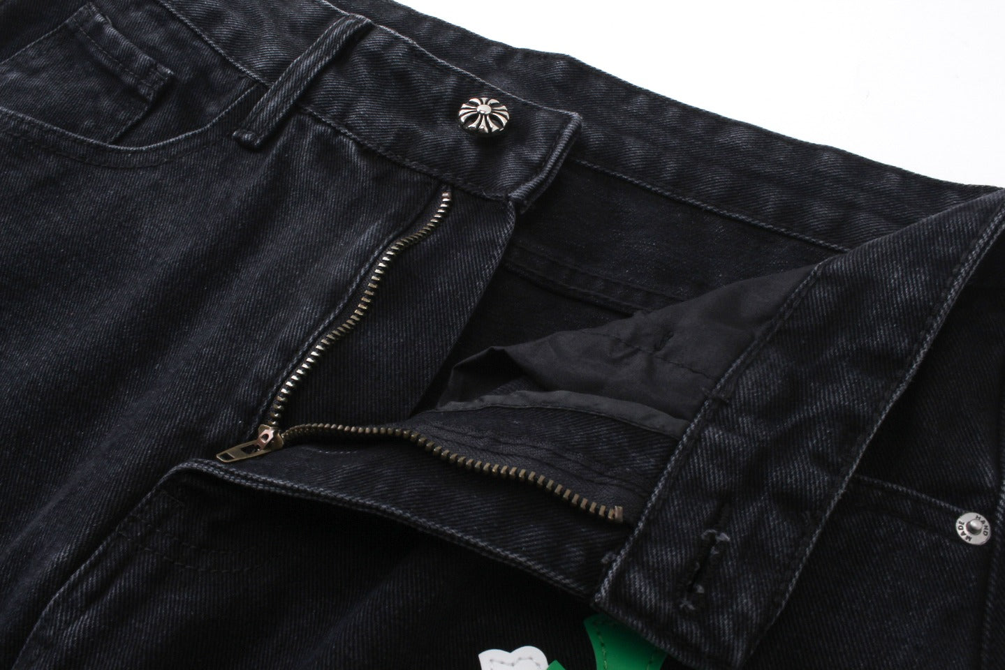 New Leather Embroidered Cross Casual Jeans