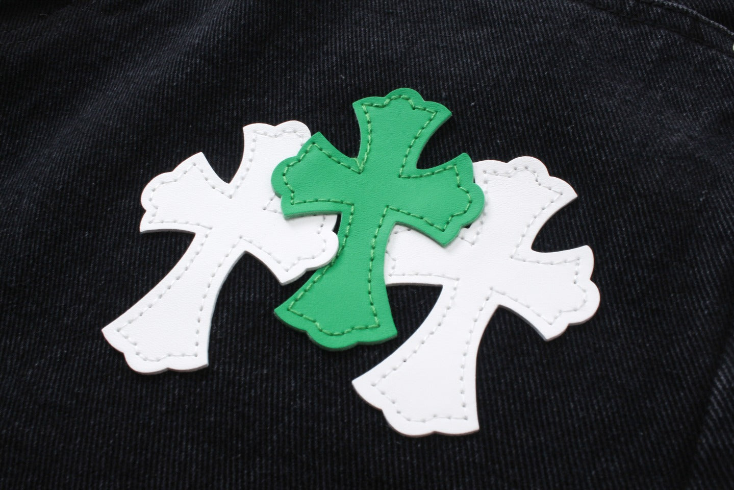 New Leather Embroidered Cross Casual Jeans