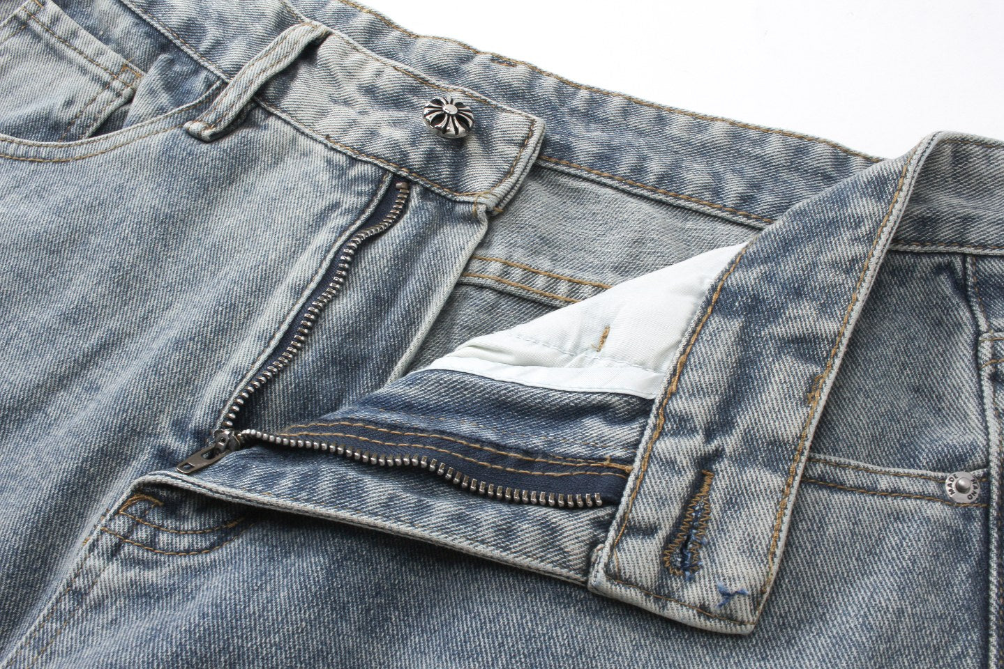 New Leather Embroidered Cross Casual Jeans