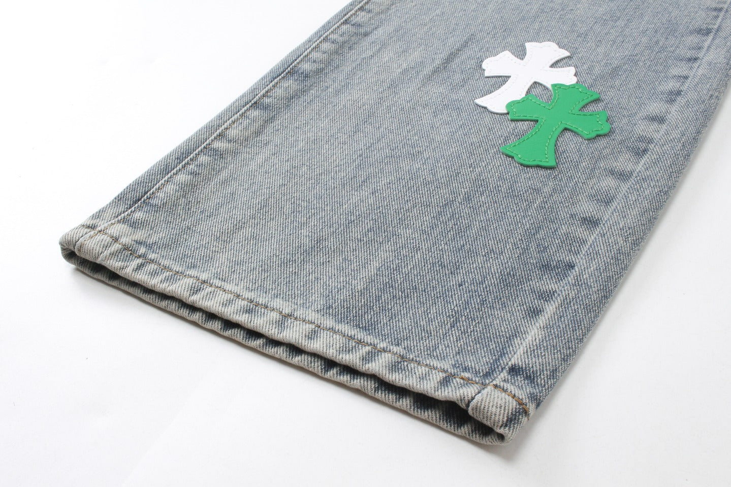 New Leather Embroidered Cross Casual Jeans