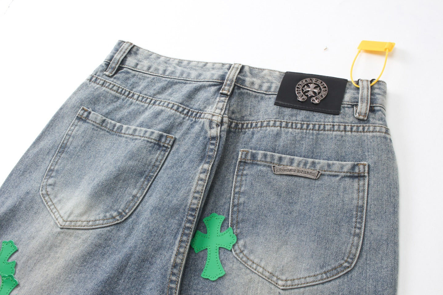 New Leather Embroidered Cross Casual Jeans