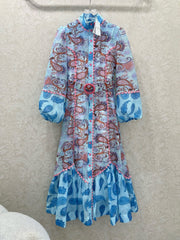New small stand collar lantern long dress
