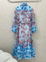 New small stand collar lantern long dress
