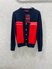 New V-neck contrasting knitted cardigan
