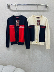 New V-neck contrasting knitted cardigan