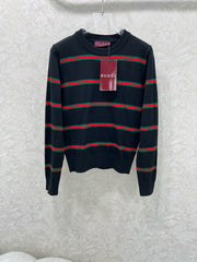 New contrasting striped knitted pullover sweater