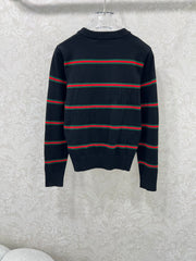 New contrasting striped knitted pullover sweater