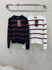 New contrasting striped knitted pullover sweater