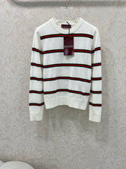 New contrasting striped knitted pullover sweater