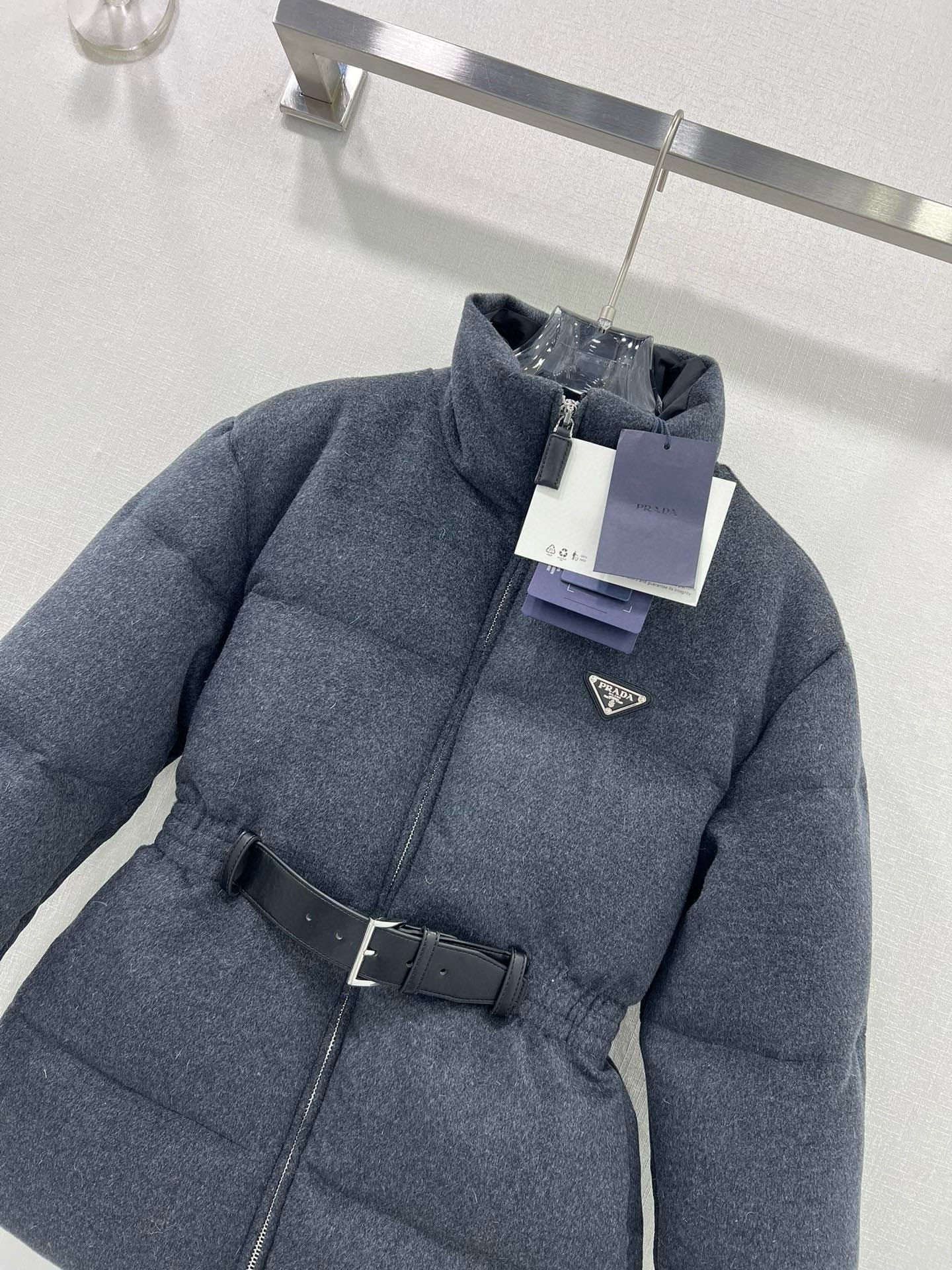 waist cinching, woolen woolen down jacket