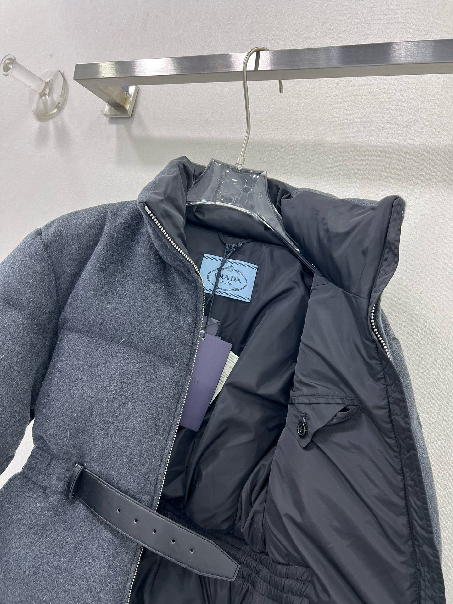 waist cinching, woolen woolen down jacket
