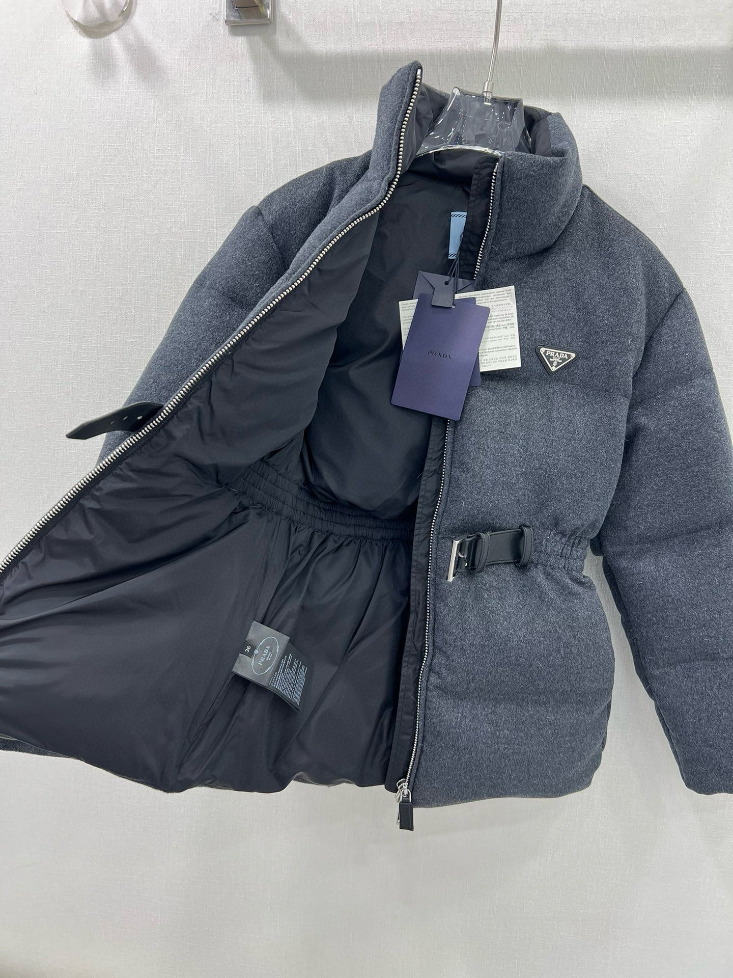waist cinching, woolen woolen down jacket