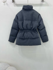 waist cinching, woolen woolen down jacket