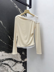 3D floral lace round neck base shirt