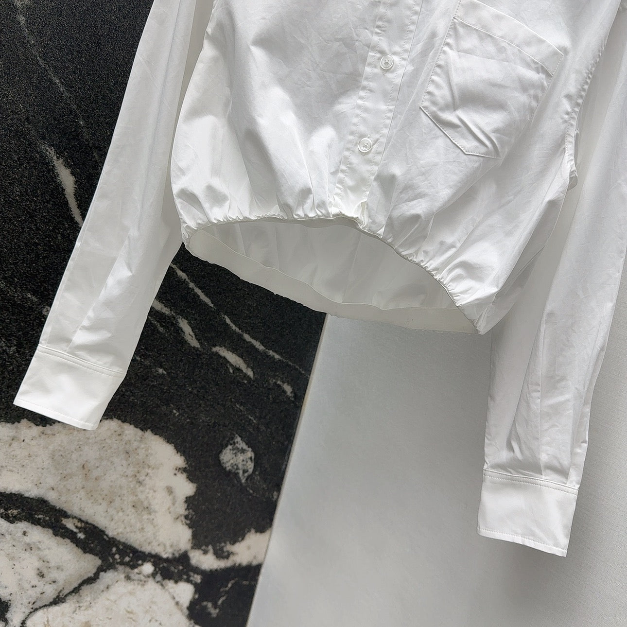 Rhinestone decorative collar short white shirt