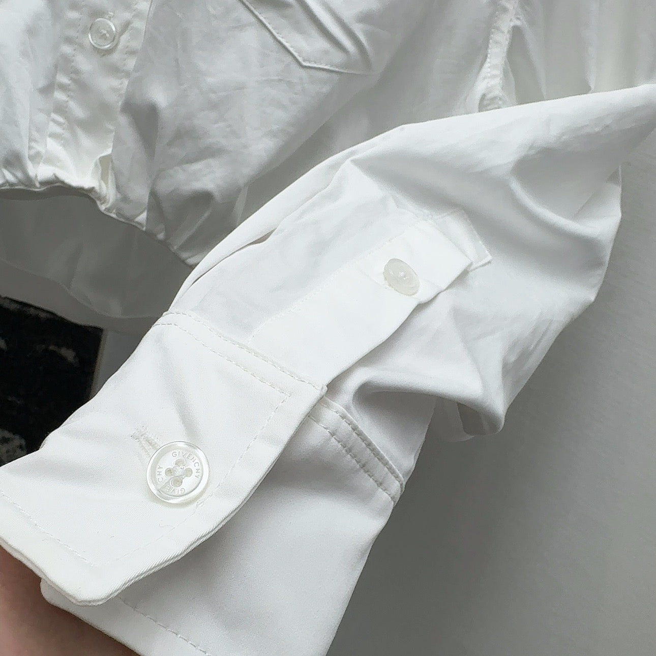 Rhinestone decorative collar short white shirt
