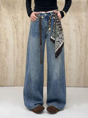 Hot stamping wide leg jeans