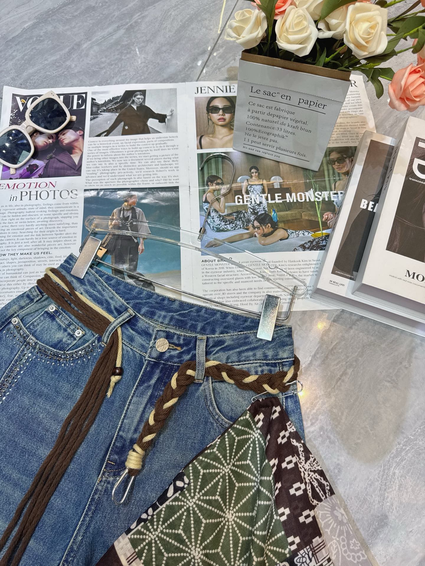 Hot stamping wide leg jeans