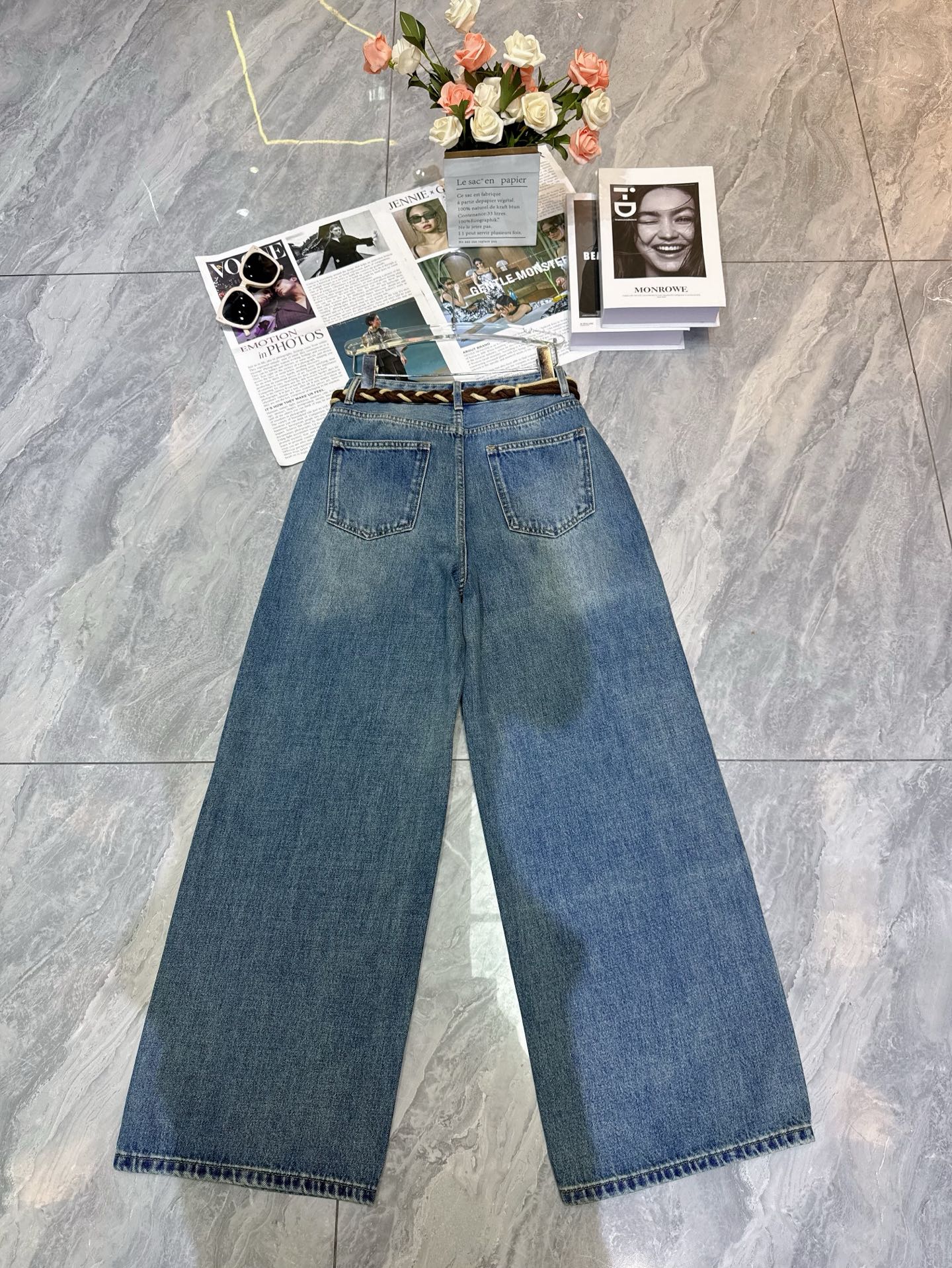 Hot stamping wide leg jeans