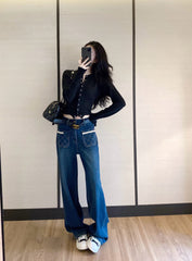 Waist bag design curved knife jeans