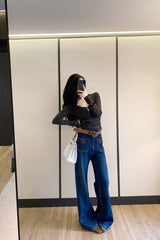 Double pocket micro flared pants