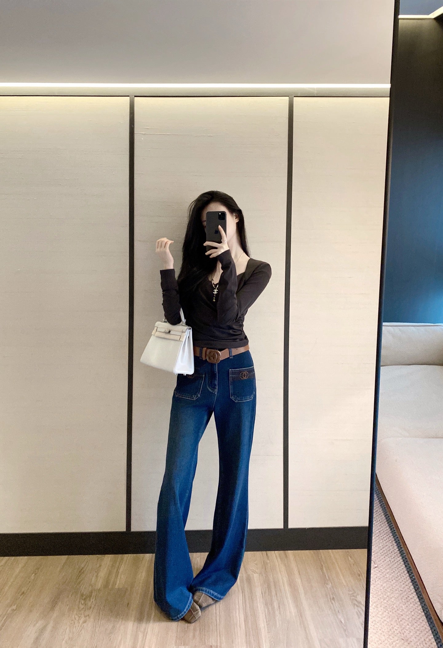 Double pocket micro flared pants