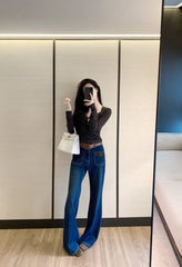 Double pocket micro flared pants