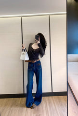 Double pocket micro flared pants