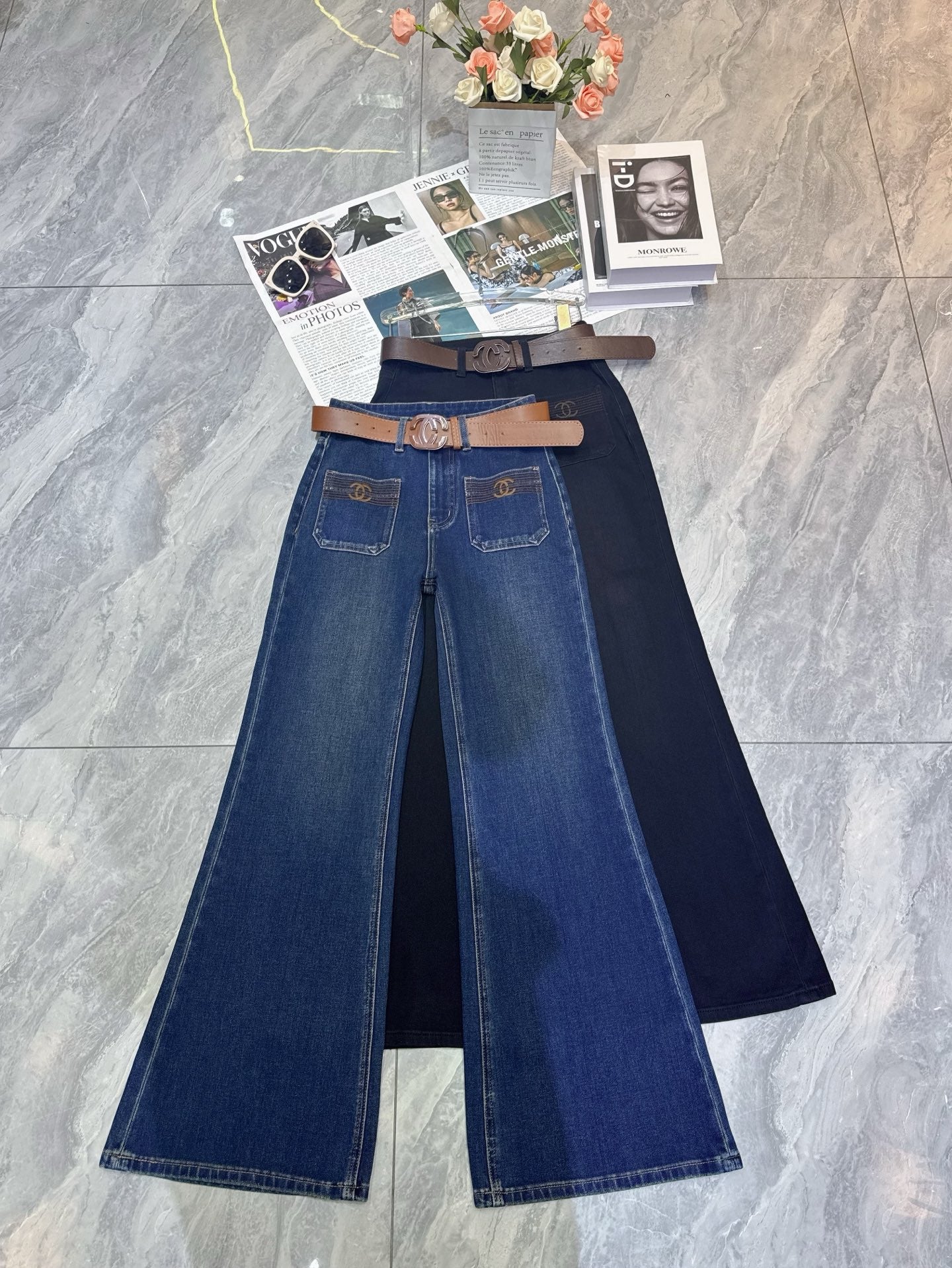 Double pocket micro flared pants