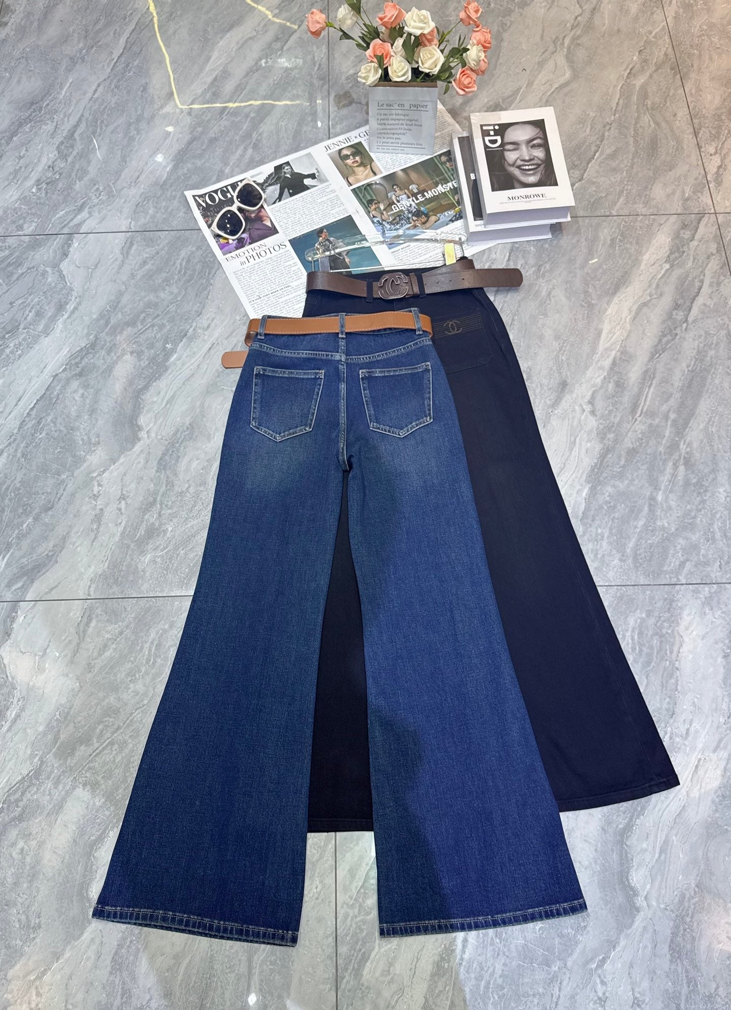 Double pocket micro flared pants