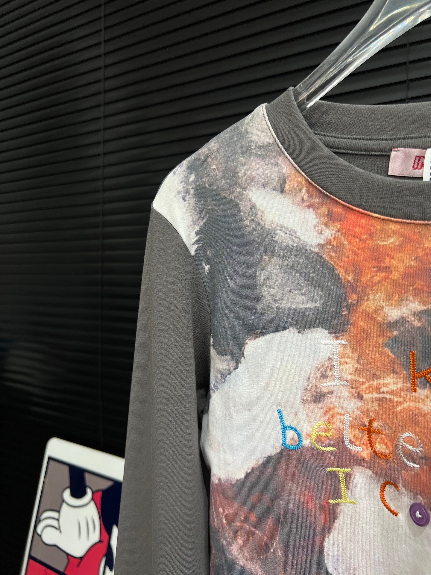 Vintage cat blend printed cotton base long sleeved shirt