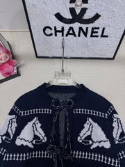 Medium to long tied tassel knit jacket