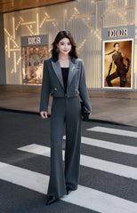 2025 winter new short suit jacket+wide leg pants