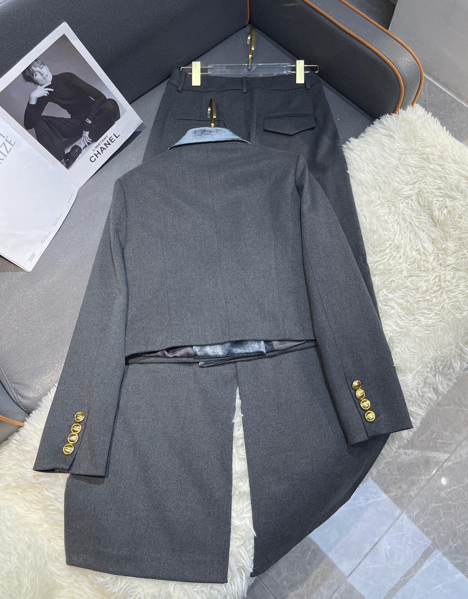2025 winter new short suit jacket+wide leg pants