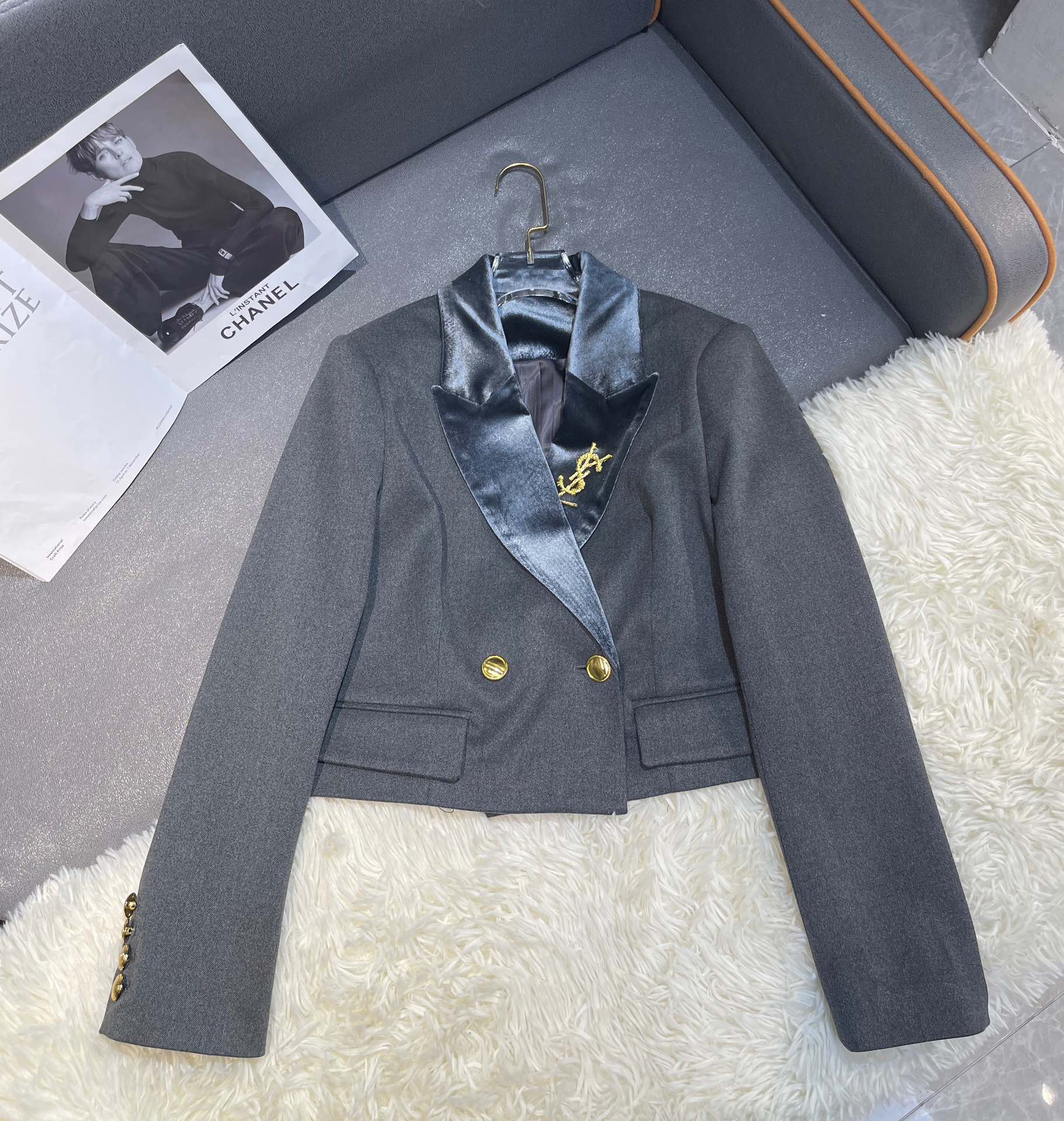 2025 winter new short suit jacket+wide leg pants