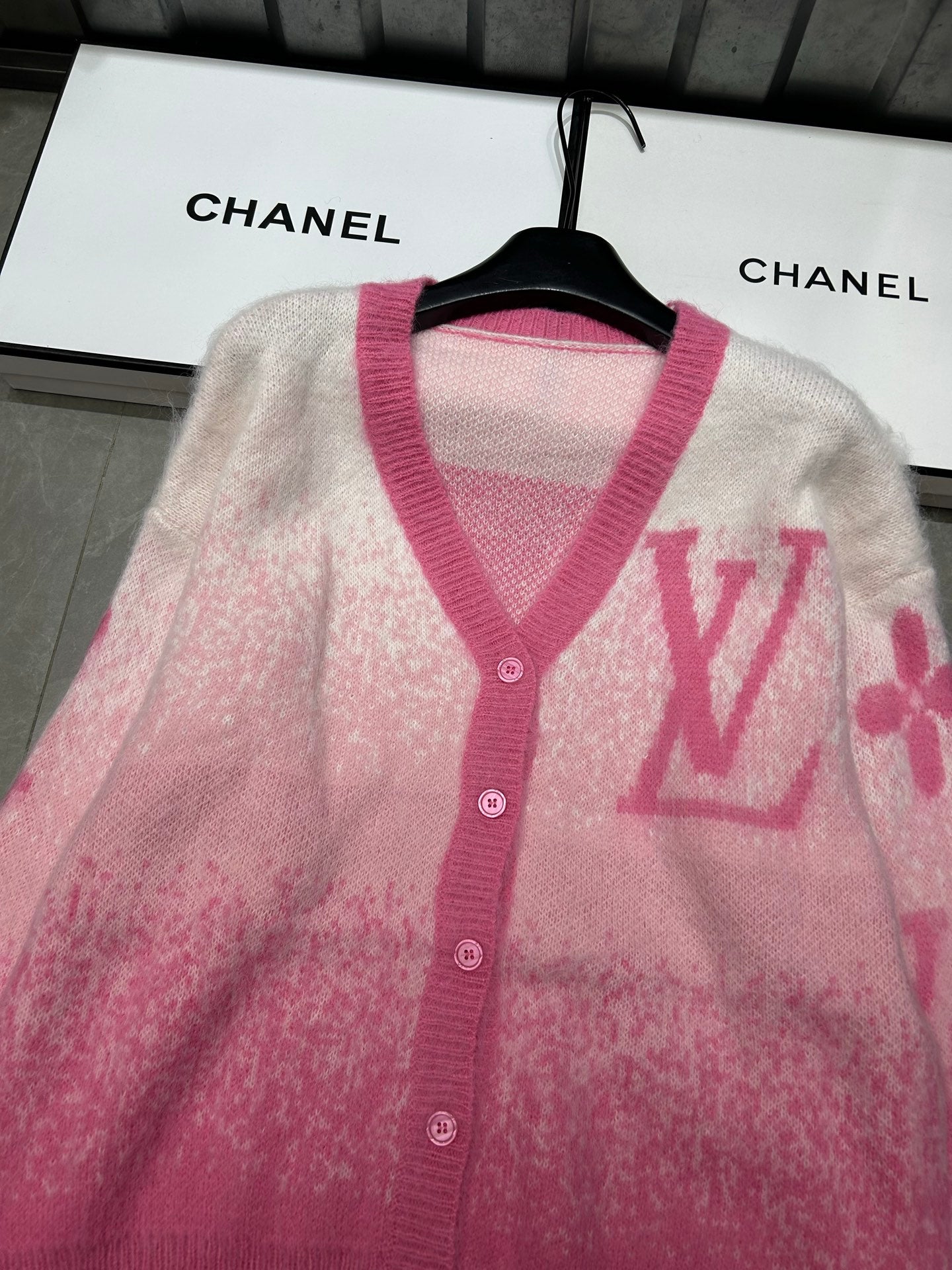 Gradient mohair cardigan