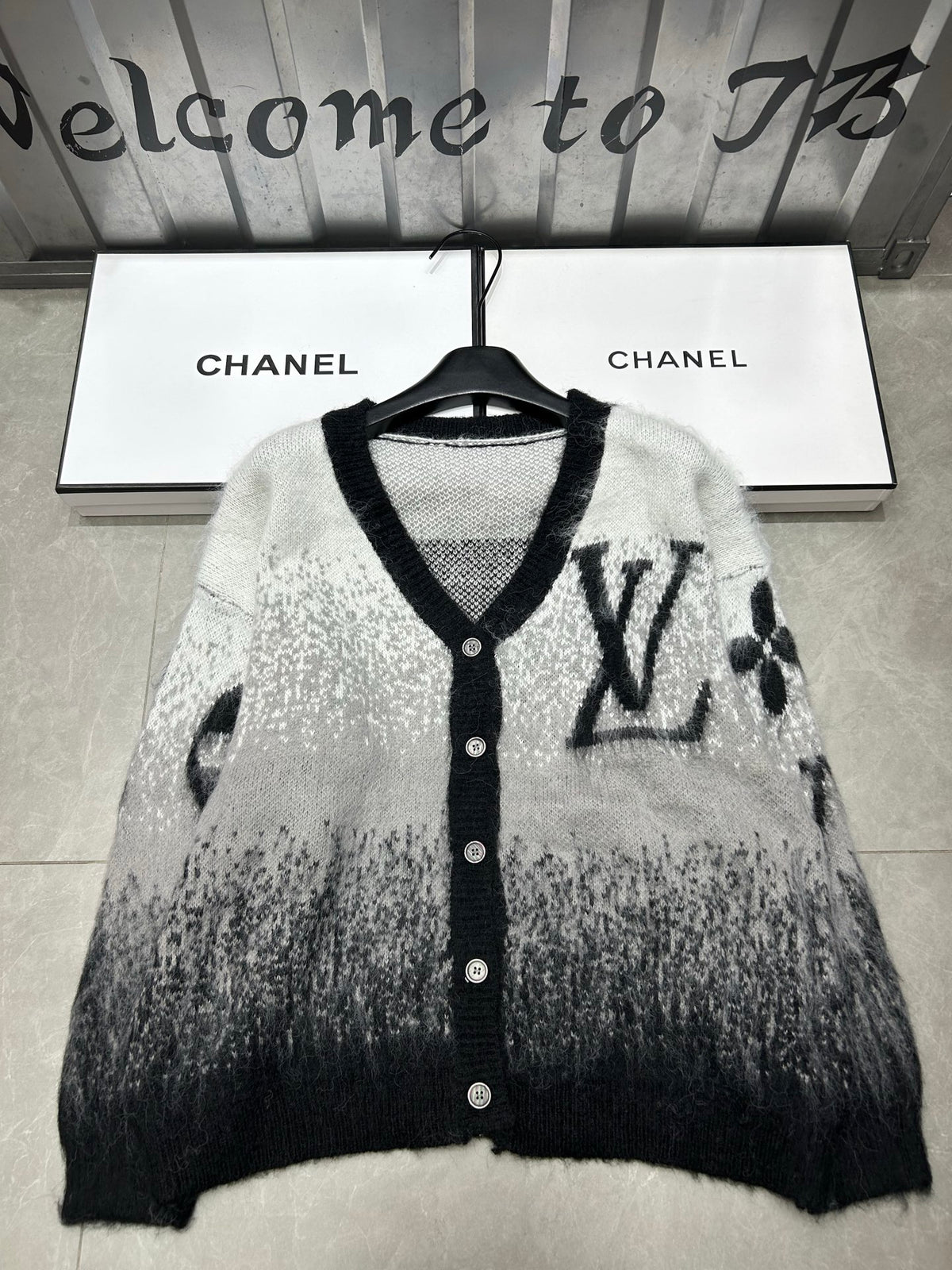 Gradient mohair cardigan