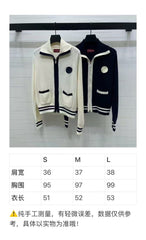 Flip collar double zipper knitted cardigan