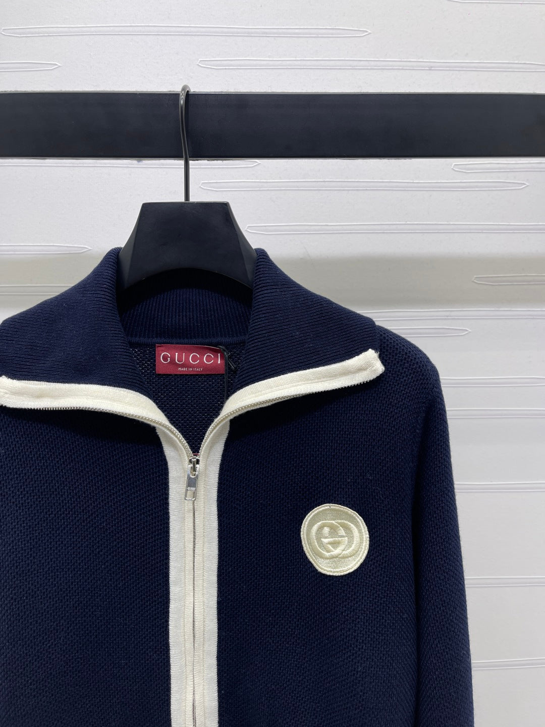 Flip collar double zipper knitted cardigan