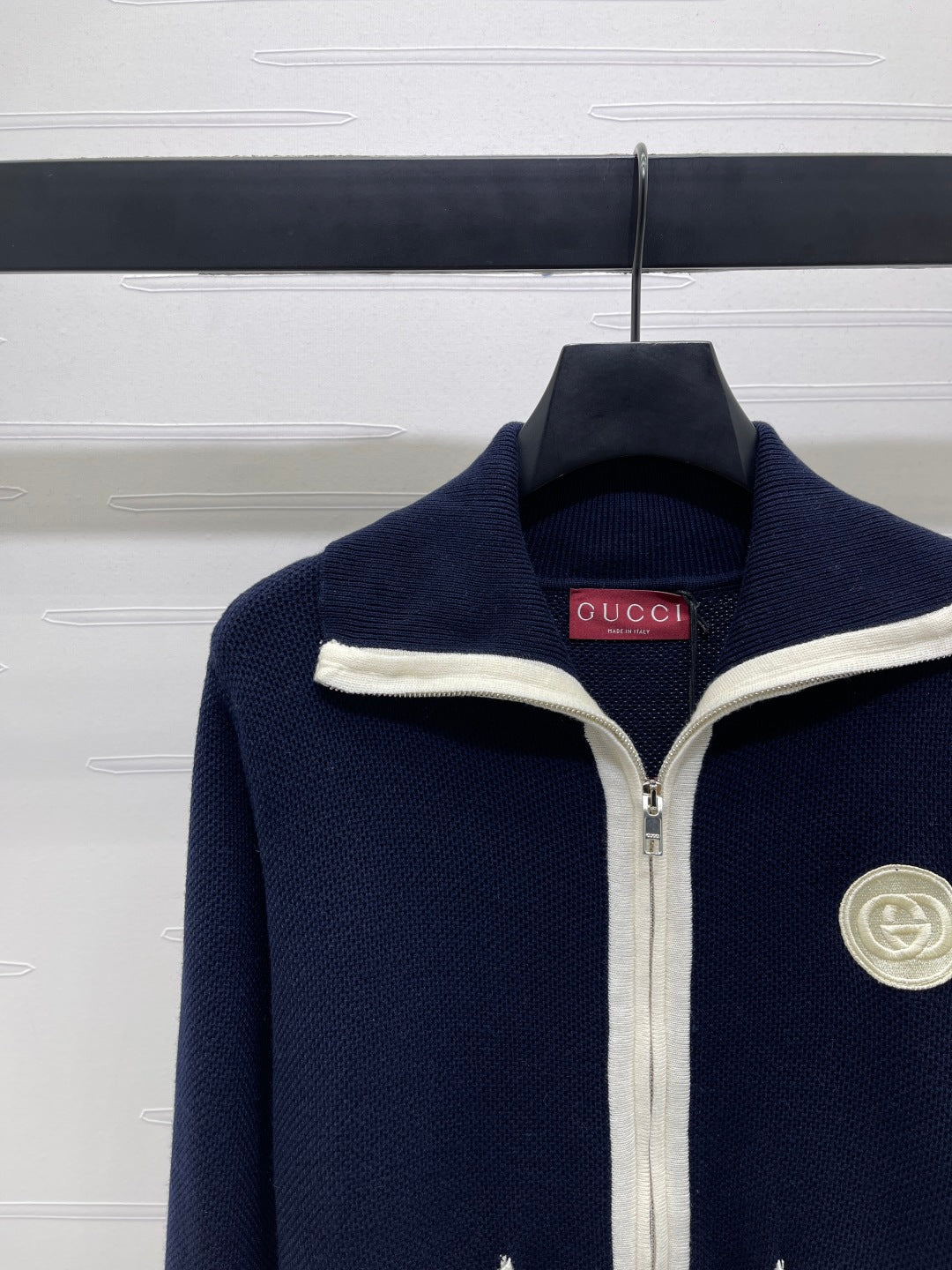 Flip collar double zipper knitted cardigan