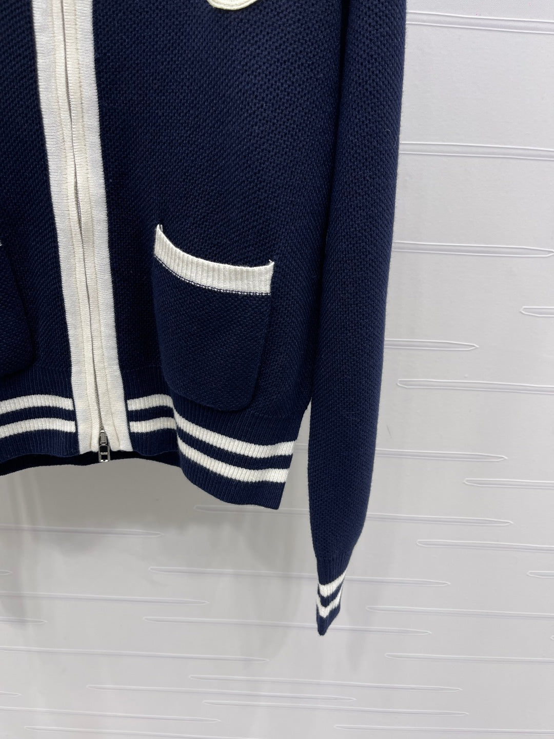 Flip collar double zipper knitted cardigan