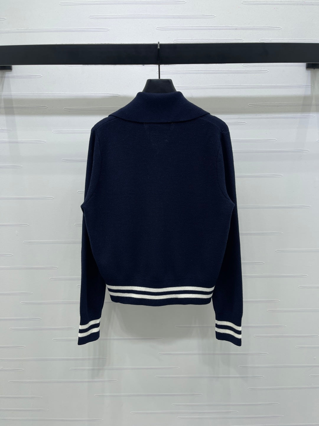 Flip collar double zipper knitted cardigan